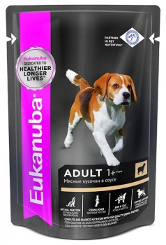 Влажный корм для взрослых собак всех пород старше 1 года Eukanuba Adult All Breed (Ягненок в соусе)